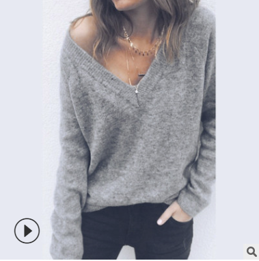 RomasaHenko Moda Suéter de Punto con Diseño de Cuello en V y Acabado Esponjoso