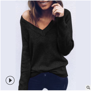 RomasaHenko Moda Suéter de Punto con Diseño de Cuello en V y Acabado Esponjoso