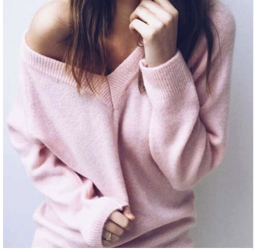 RomasaHenko Moda Suéter de Punto con Diseño de Cuello en V y Acabado Esponjoso