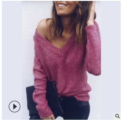RomasaHenko Moda Suéter de Punto con Diseño de Cuello en V y Acabado Esponjoso
